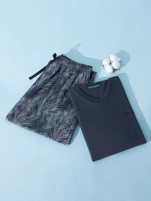 【100%棉]德国舒雅纯棉男士睡衣25年秋季新款V领长袖宽松家居服套装39/25487H 商品图2