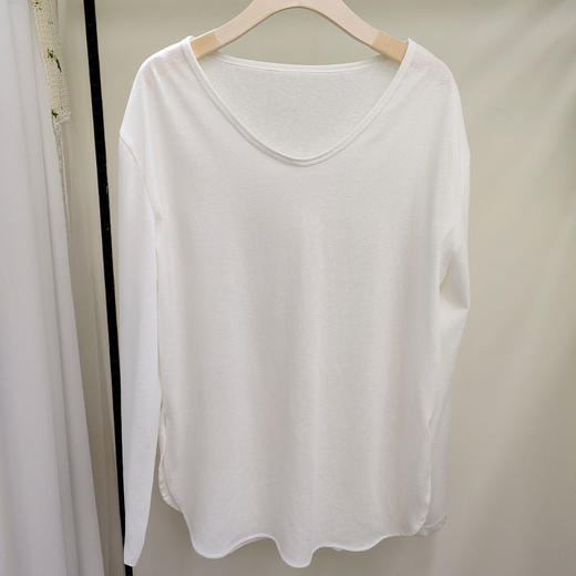 慵懒风纯色简约圆领长袖T恤纪念日百货门店同款164743206 商品图4