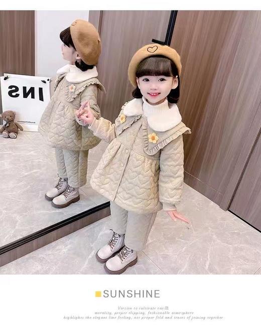【孤品捡漏】（两件套）G202女童秋冬加绒厚款棉服两件套上衣➕裤-喜出 商品图3