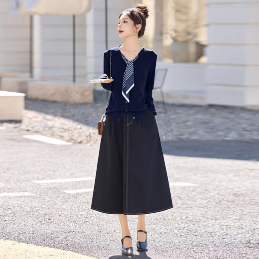 HR  YF2611系带收腰吊带裙两件套 商品图1