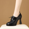 YLYH3736系带配裙子深口单鞋女2025新款百搭粗跟真皮舒适高跟防水台小皮鞋 商品缩略图2