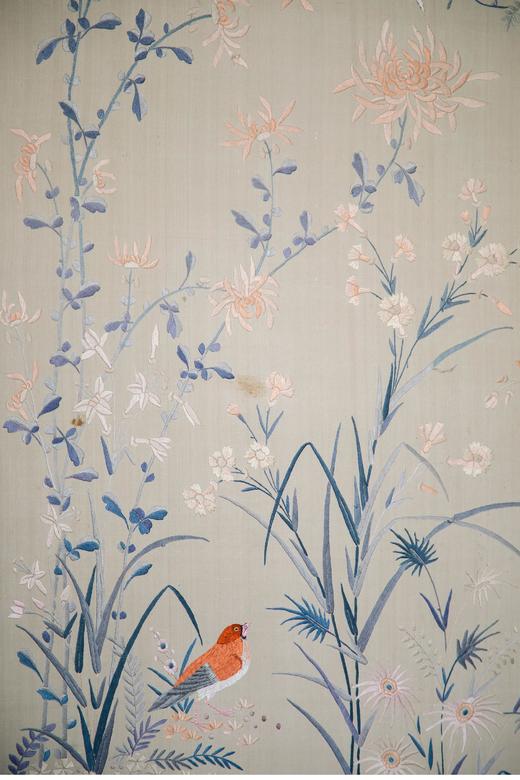 【已售】独角鹿西洋古董 1900年代中国出品「锦上添花」传统东方花鸟主题粤绣挂屏 商品图4