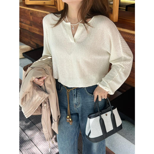 2508511   小禾 真丝亚麻 长袖针织上衣 商品图3