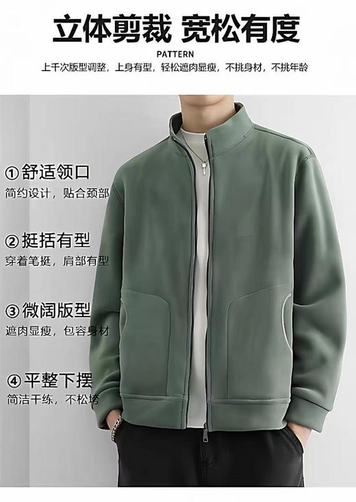 【孤品捡漏】G196男款绿色半高领抓绒衣-喜出 商品图1