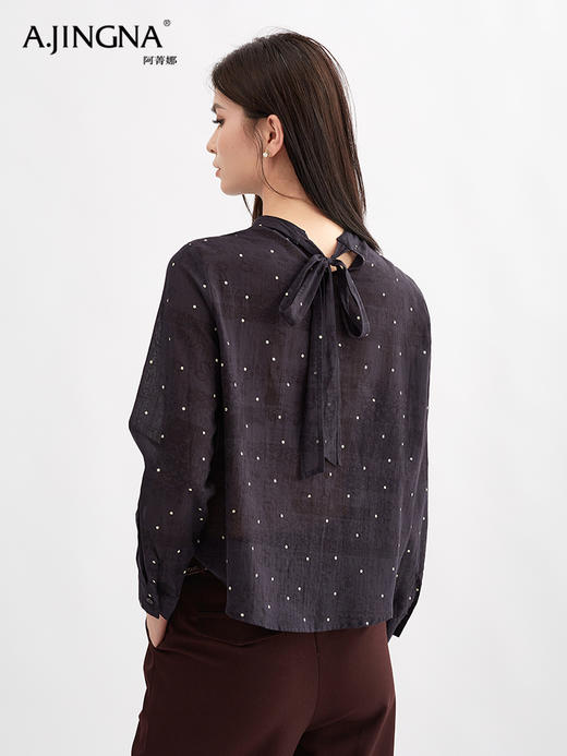 【休闲随性】阿菁娜都市浪漫波点印花小立领衬衫F30Q202008 商品图4
