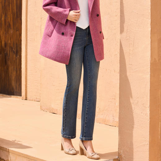 半身缘女裤 秋季修身柔美微喇牛仔裤253202M10120016 商品图3