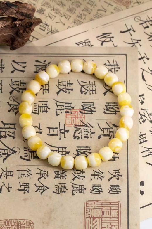 一周发货，附带权威检测证书【俄料蜜蜡手串】瓷白、金瓷白虎皮纹、金瓷白溶洞，3款花纹~2款咪数，7mm、9.5mm；3款手围尺寸，15厘米、19厘米、23厘米定制款 商品图11