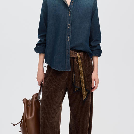 棉仓366604032-渐变水洗牛仔衬衫 商品图3