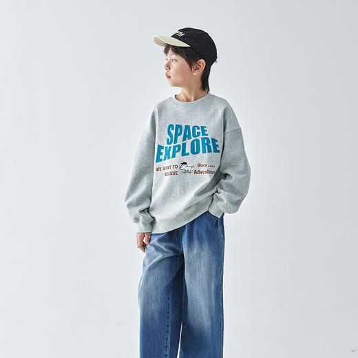 蓝汽水 纯色圆领套头卫衣844B256008JY 商品图1