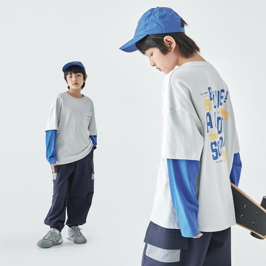 蓝汽水假两件长袖T恤856B258003JX 商品图1