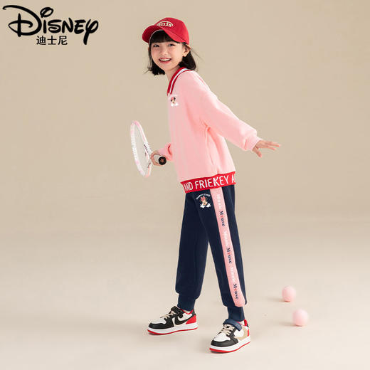 迪士尼女童加绒裤子一体绒儿童运动裤冬季加厚保暖裤洋气大童卫裤 商品图6