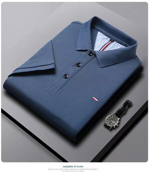 【孤品捡漏】G213男士蓝色翻领短袖T恤-喜出 商品图4