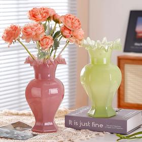 中古芬顿玻璃花瓶鱼尾花器轻奢家居摆件餐桌装饰