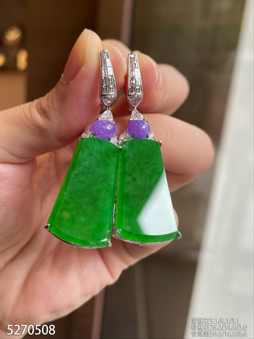 正冰种浓艳绿无事牌耳坠【5270508】具体价格微信咨询 商品图5