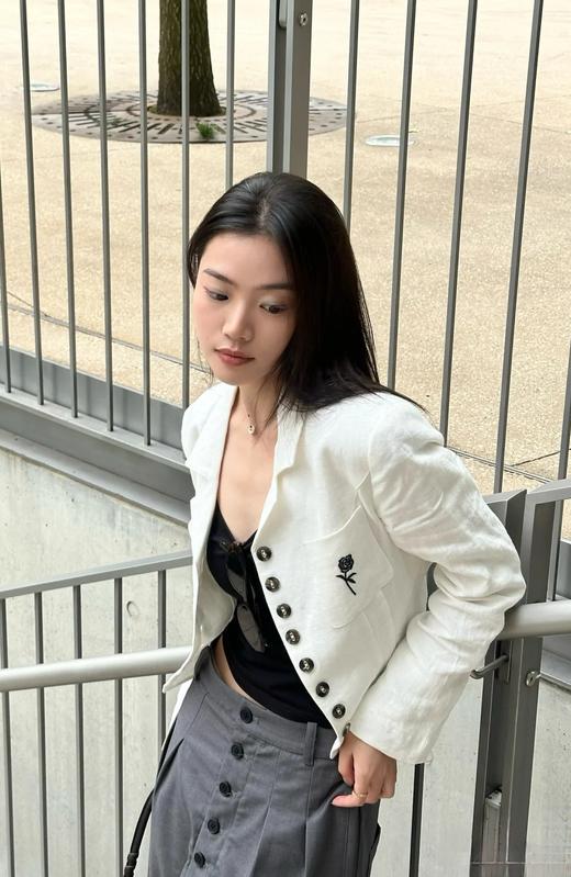 春秋刺绣小香风棉麻百搭短款西服外套 商品图11