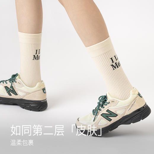 靴下物精梳棉中筒袜女纯棉白色INS字母印花潮透气耐穿纯色堆堆袜 商品图2
