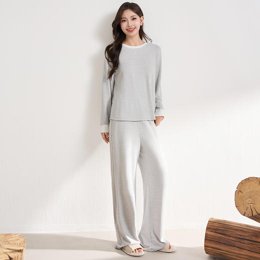 爱帝撞色花纱睡衣套装长袖欧若风女士家居服两件套 商品图5