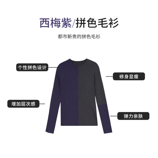 【商场同款】CNK5889 “ 都市新贵套头毛衫 ” 超细羊毛轻薄 弹力 温暖 舒适 拼色毛衫 商品图3