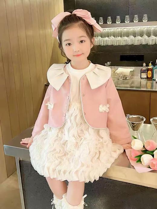 【孤品捡漏】G177女童波浪花边米色单件连衣裙-喜出 商品图1