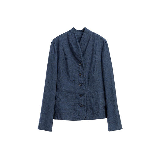 绽放旅行女装597朵/加厚色织亚麻复古文艺翻领系扣长袖西装外套女 商品图4