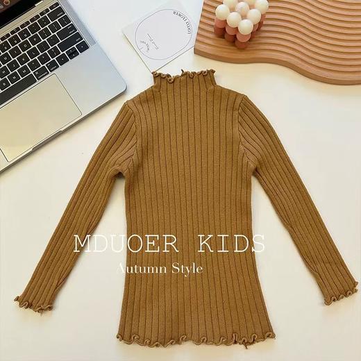 仅限11.11，不参与退 【孤品捡漏】G229女童驼色木耳边针织毛衣-喜出 商品图0