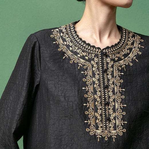 【林栖设计小店】【非遗香云纱】桑蚕丝衬衣绣花钉珠2025秋季新款上衣女1953317 商品图3