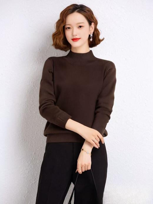 【孤品捡漏】G230-1咖色针织简约针织毛衣-喜出 商品图0