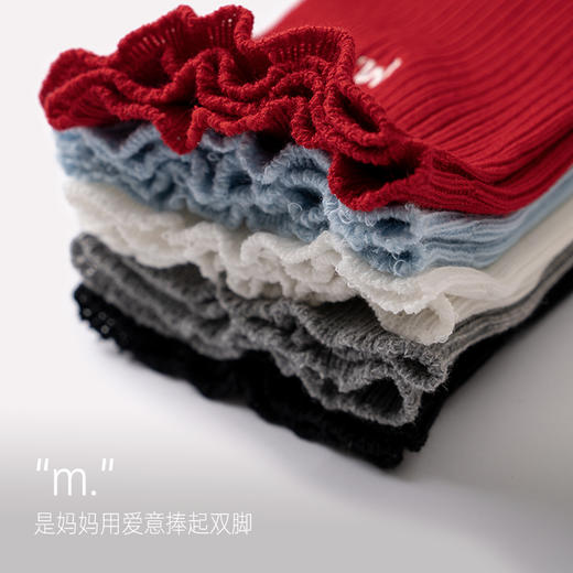 靴下物红色袜子女中筒堆堆袜女春秋薄款透气jk日系白色小腿袜刺绣 商品图1