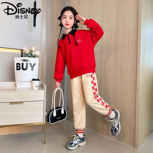 迪士尼女童加绒加厚裤子洋气一条过冬儿童新年装女孩拜年服红色潮 商品图2