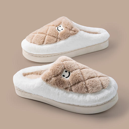 【秋冬季室内棉拖】防滑超软鞋底 可爱笑脸棉拖 简约简单款 室内室外 情侣款 商品图3