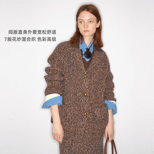 lost in echo2025早秋新款舒适保暖宽松阔版翻领高级羊毛针织外套 商品图1