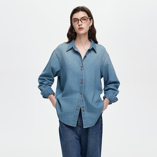 棉仓366604032-渐变水洗牛仔衬衫 商品图1