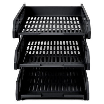 齐心（COMIX）三层镂空收纳文件座 自由拆卸组装三层文件盘/文件框/文件架 牢固耐用 办公用品 黑色B2060 商品图2