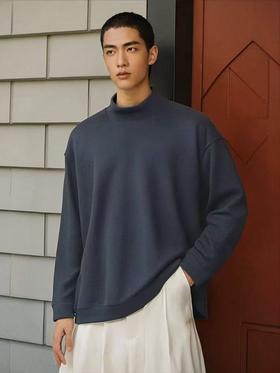 【孤品捡漏】G228男款加绒深灰半高领卫衣-喜出