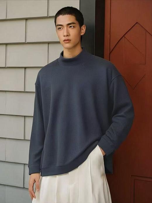 【孤品捡漏】G228男款加绒深灰半高领卫衣-喜出 商品图0