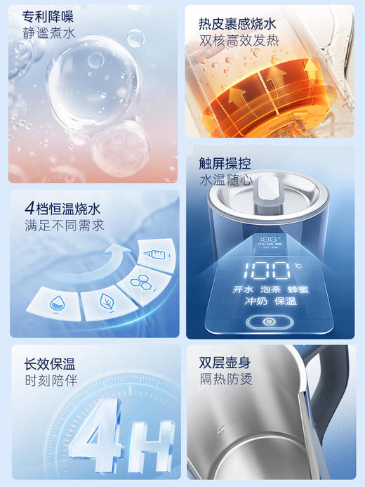 摩飞电热水壶家用保温一体开水壶热水壶双层不锈钢除氯恒温烧水壶MR6071
 商品图2