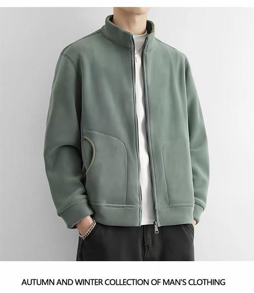 【孤品捡漏】G196男款绿色半高领抓绒衣-喜出 商品图4
