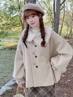 微脏【孤品捡漏】G243米色呢料少女款外套-喜出