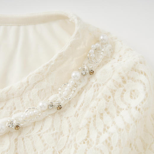 「高货wl」全新升级【铂金会员192/天猫259/差价67】(00628)洛诗琳重工钉珠温柔风蕾丝衫2025秋季法式磨毛蕾丝打底衫 商品图3