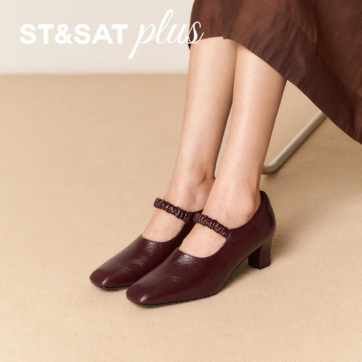 【精选牛皮】星期六复古褶皱感粗跟玛丽珍SSD3111059 商品图5