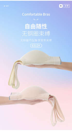 少女文胸宽肩带固定杯三阶段聚拢美背内衣6312