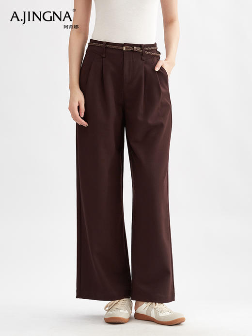 【直筒阔腿】阿菁娜直筒通勤西装裤高腰休闲打褶长裤F30Q210007 商品图2