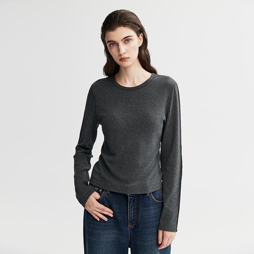 棉仓366601010-美丽诺慕斯羊毛短款打底衫 商品图1