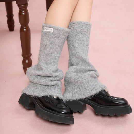 【绵羊毛】三彩2025新款秋冬慵懒风绒感拉毛针织袜套保暖小腿袜女 商品图3