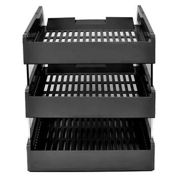 齐心（COMIX）三层镂空收纳文件座 自由拆卸组装三层文件盘/文件框/文件架 牢固耐用 办公用品 黑色B2060 商品图1