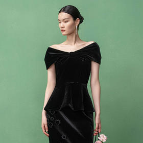 【林栖设计小店】真丝丝绒衬衣蝴蝶结收腰2025秋季新款礼服女1953069