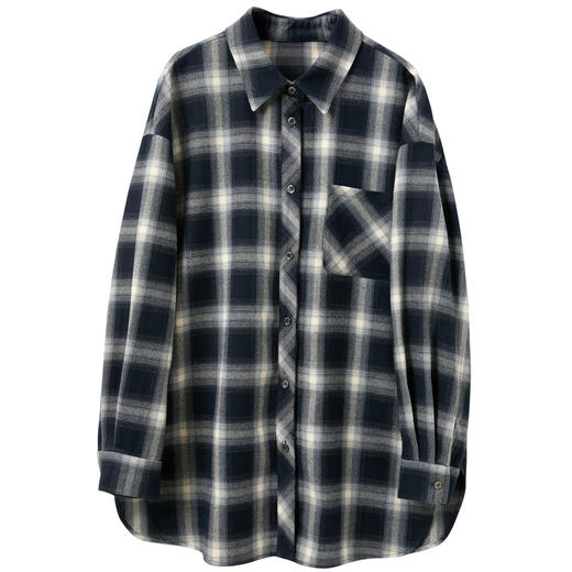 三彩2025冬季新款格纹衬衫翻领宽松衬衣磨毛休闲叠穿Z 商品图4