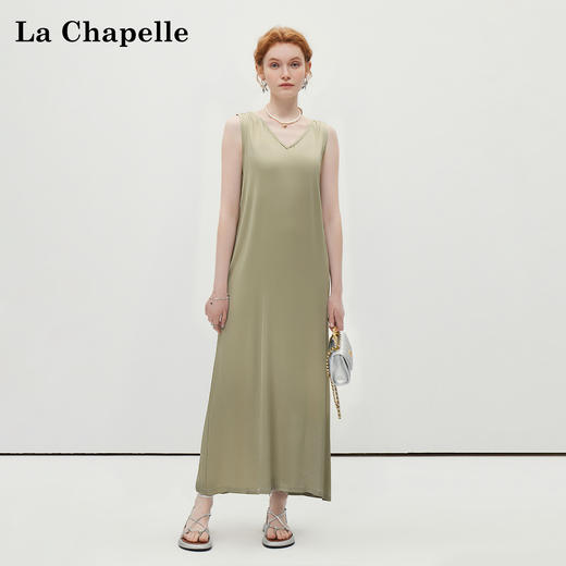 会员福利【轻奢！100人丝】拉夏贝尔/La Chapelle后镂空背心连衣裙女气质高级感小众通勤时尚长裙无袖裙 商品图2