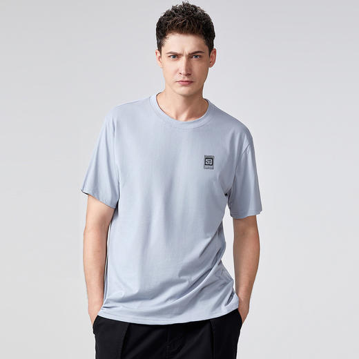 【100%棉】圣得西20245秋季新款中青年胸前logo印花圆领短袖T恤 商品图2