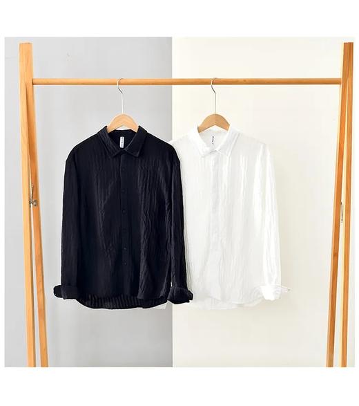 早秋季新款男装白色纯色长袖衬衫棉质薄款百搭衬衣外套上衣 商品图2